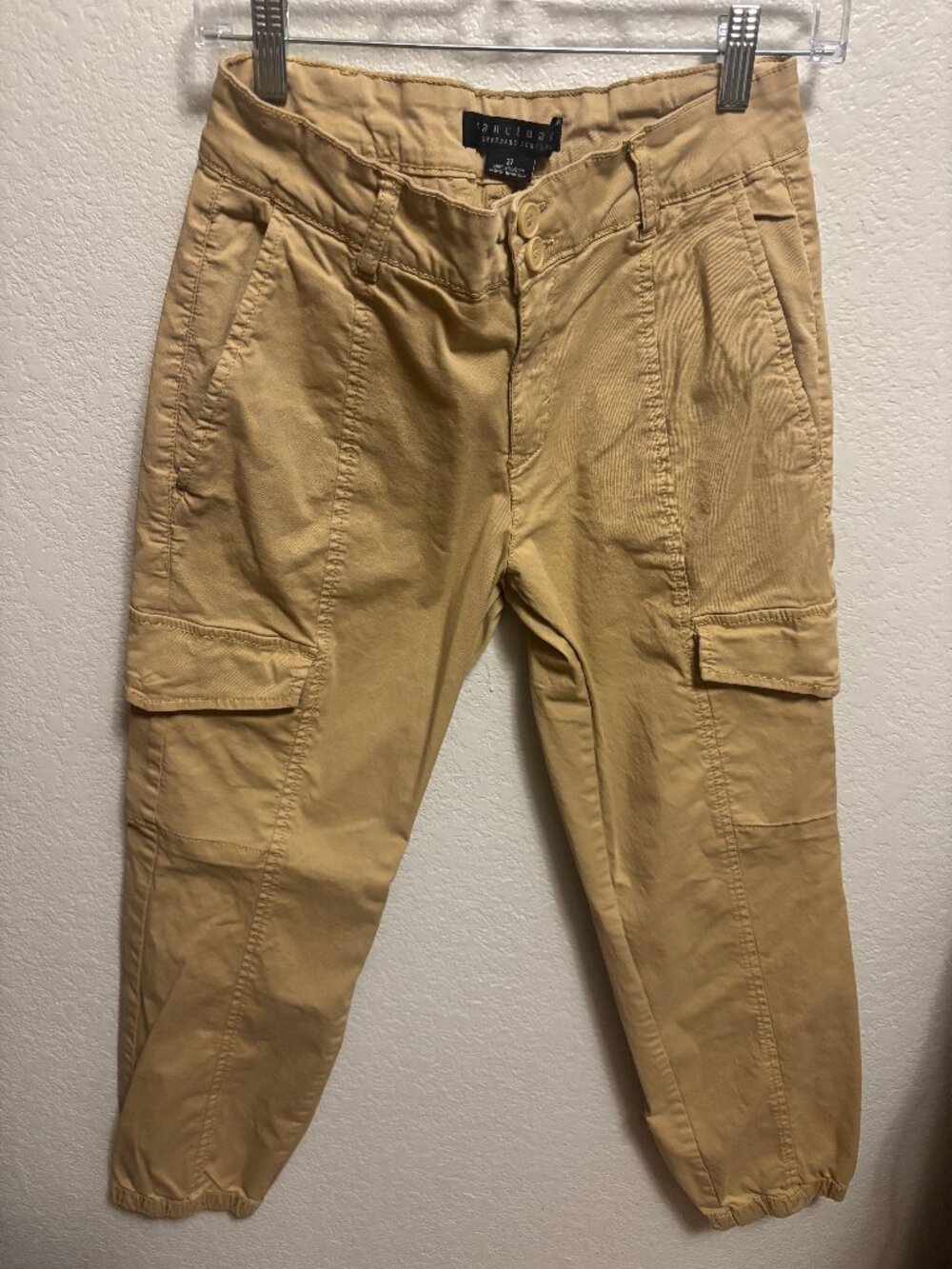 Sanctuary Standard Supply Cargo Jogger Pants Size 27 Khaki Tan Cropped